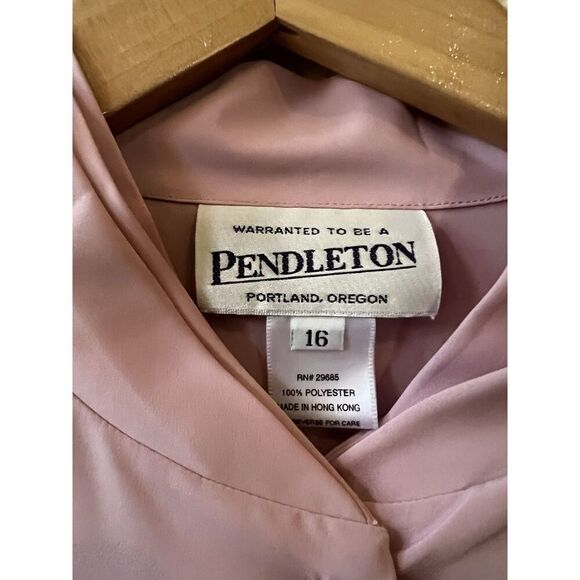 Vintage Pendleton Women's Blouse Sz 16 Long Sleeve Button Front Top Mauve - Picture 3 of 7